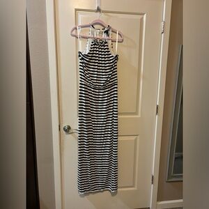 Black and white striped maxi dress